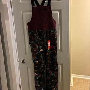 Snow Bibs The North Face Burgundy and Tropical Print Snow ❄️ Bibs ❄️☃️